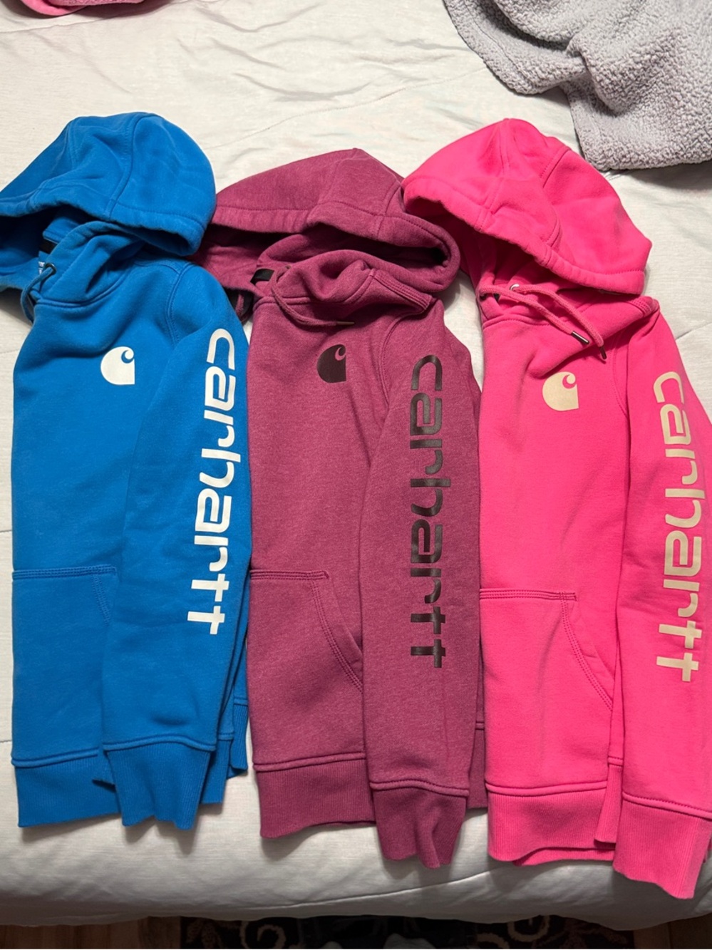 Carhartt Triple Hoodie Set - Blue, Maroon, Hot Pink